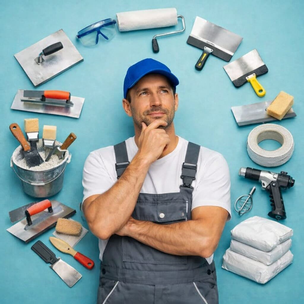 Stukadoor accessoires met een stukadoor